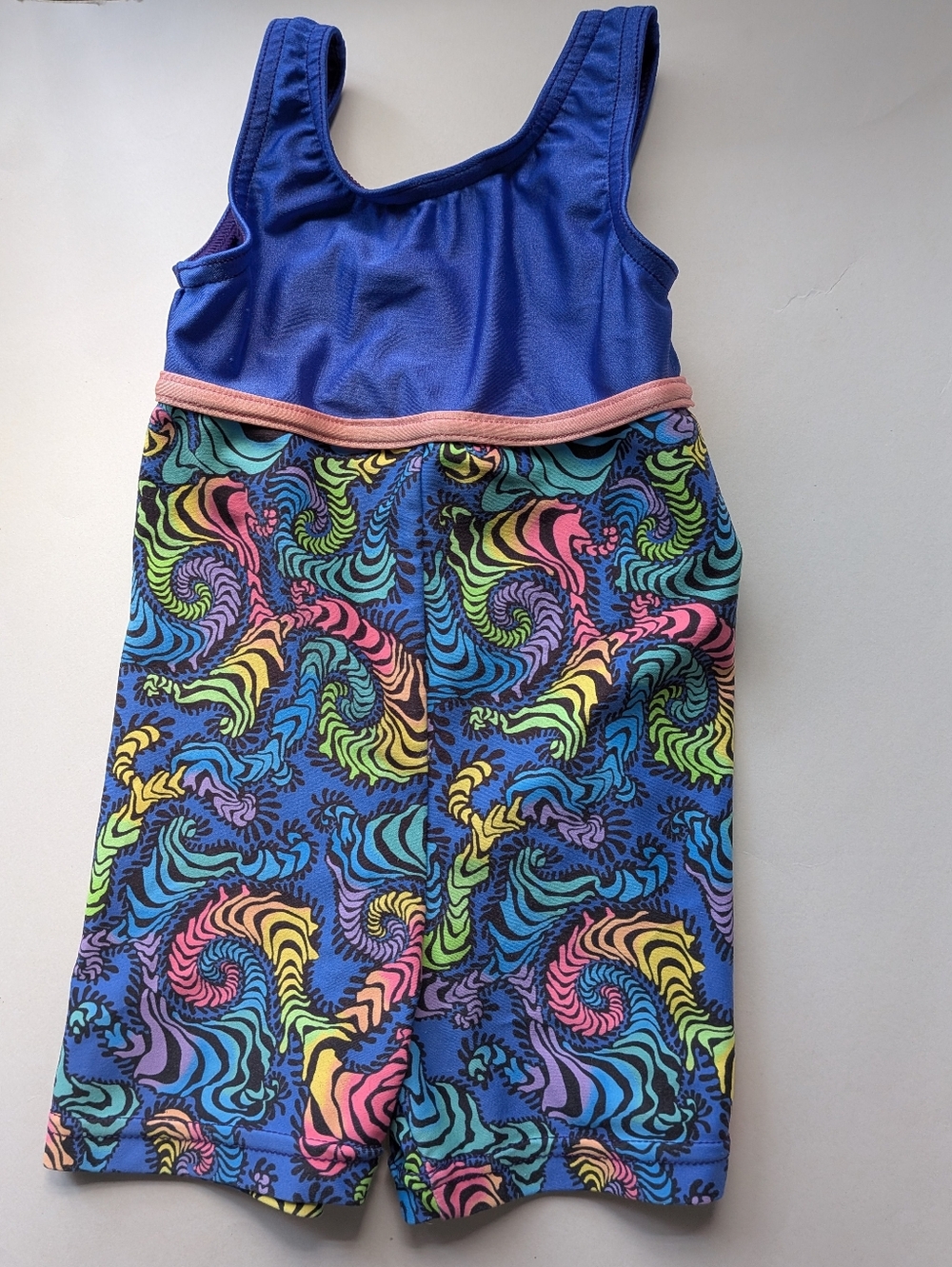 Jam Wear Leos gymnastics leotard / biketard size YXS purple rainbow swirl print